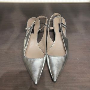 Silver Kitten Heel Slingbacks